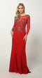 Juliet 646's Formal Gown with Beaded Long Sleeves and Train