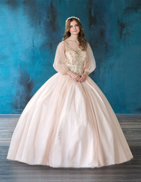 Beaded Quinceanera  Long Sleeve Dress by Calla KY71289X