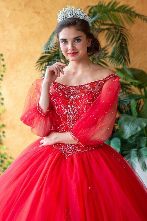 Beaded Quinceanera  Long Sleeve Dress by Calla KY71289X