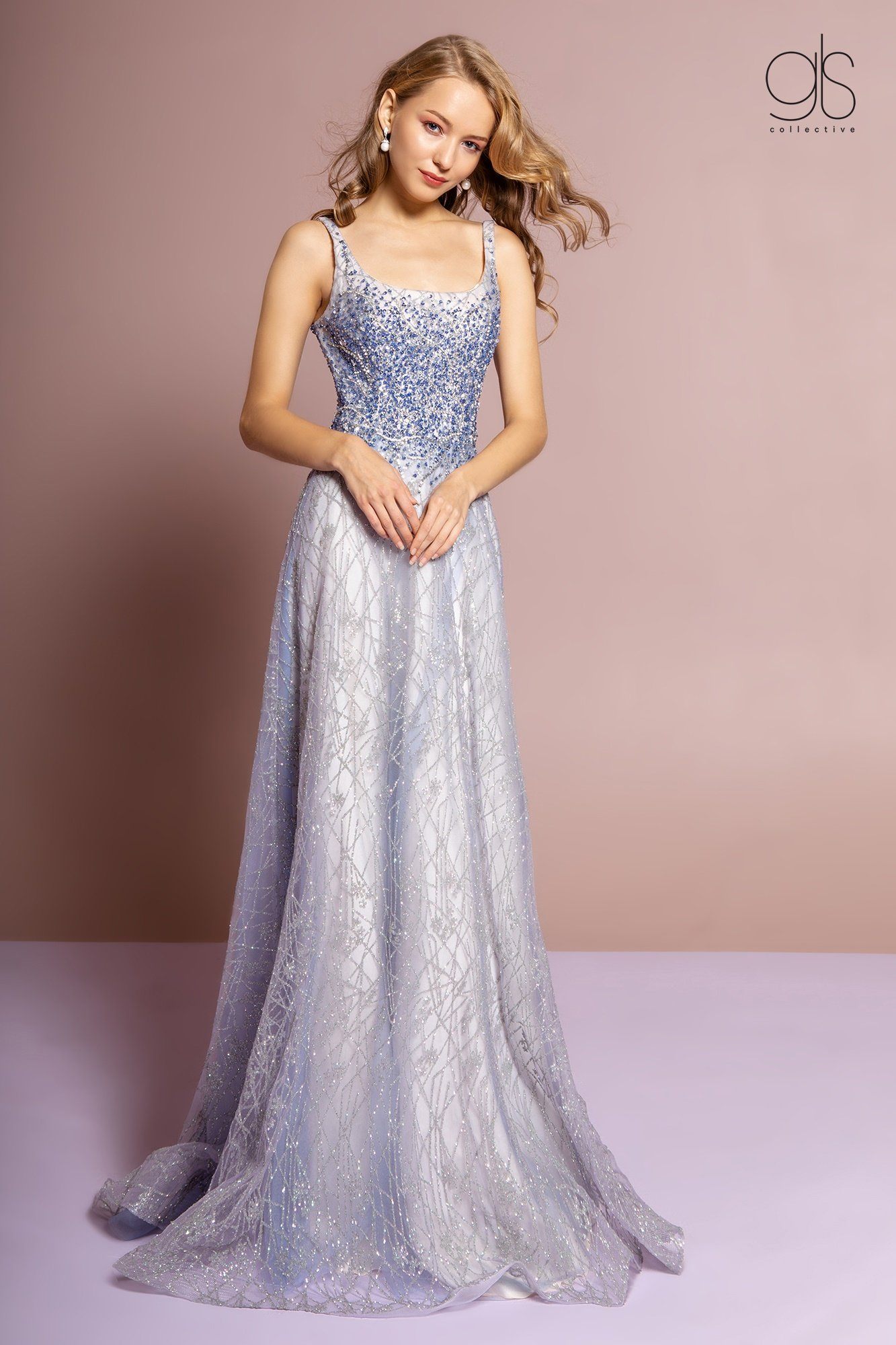 slim fit dress slacks GLS by Gloria GL3266 Prom Dress - Smoky Blue