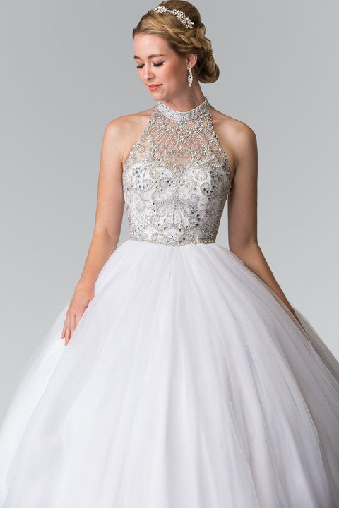 BSleeveless Illusion Ballgown with Beads by Elizabeth K GL2206