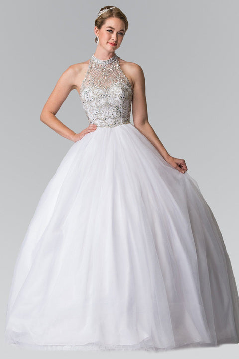 BSleeveless Illusion Ballgown with Beads by Elizabeth K GL2206