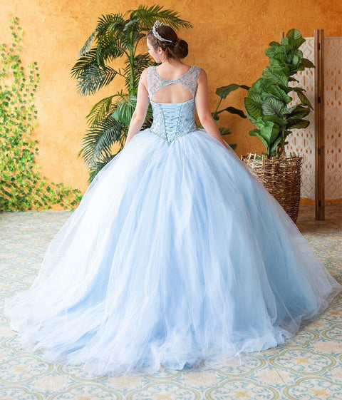 Quinceanera Beaded Illusion Dress by Calla KY77621X