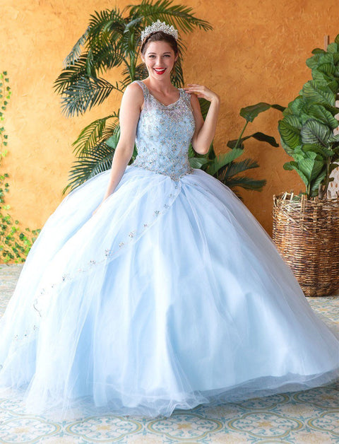 Quinceanera Beaded Illusion Dress by Calla KY77621X