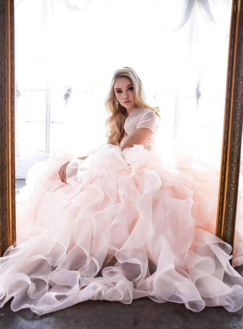 Strapless Ruffled Organza Ball Gown by Juliet 1418