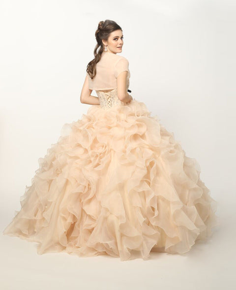 Strapless Ruffled Organza Ball Gown by Juliet 1418