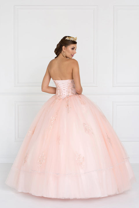Elizabeth K GL2427's Ballgown with Beaded Strapless Bodice and Matching Bolero