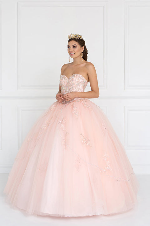 Elizabeth K GL2427's Ballgown with Beaded Strapless Bodice and Matching Bolero