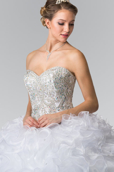 Strapless Beaded  Ruffled Ballgown by Elizabeth K GL2209