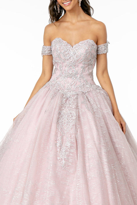 Elizabeth K GL2914's Ball Gown with Beaded Sweetheart Bodice and Matching Cape