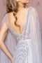 Beaded V-Neck Tulle A-line Grecian Dress by GLS Gloria GL2699