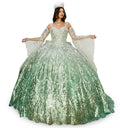 Graceful Cold Shoulder Bell Sleeve Gown - Cinderella Couture 8080J
