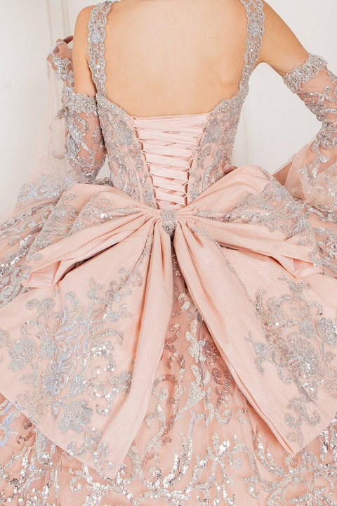 Graceful Cold Shoulder Bell Sleeve Gown - Cinderella Couture 8080J