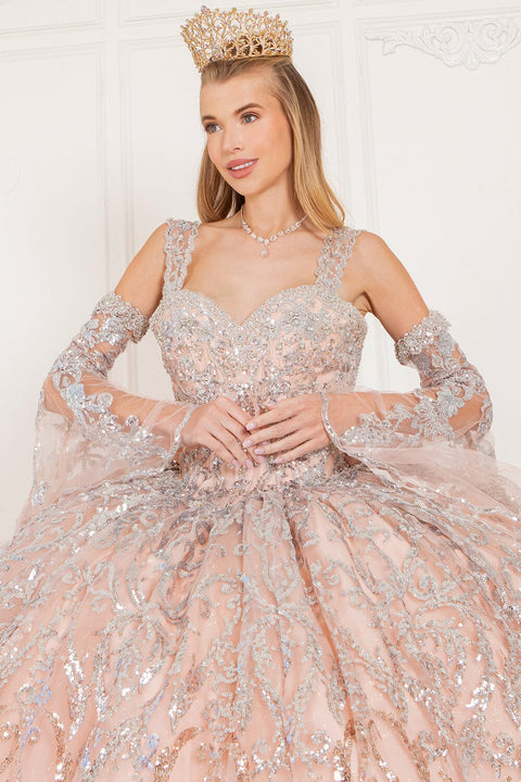 Graceful Cold Shoulder Bell Sleeve Gown - Cinderella Couture 8080J