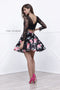 Black Lace Crop Top Print Floral Short Dress by Nox Anabel 6223