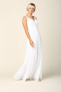 Long Sleeveless Chiffon Bridal Gown Wedding Dress
