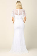Long Wing Sleeve Lace Wedding Dress