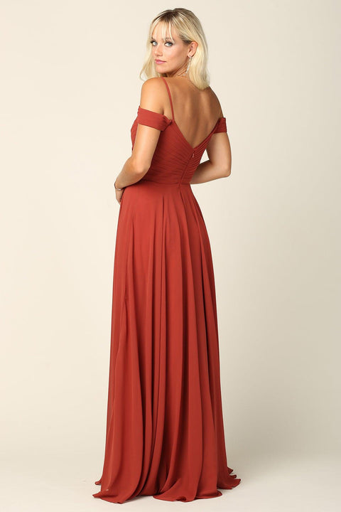 Pleated Bridesmaids Chiffon Long Dress