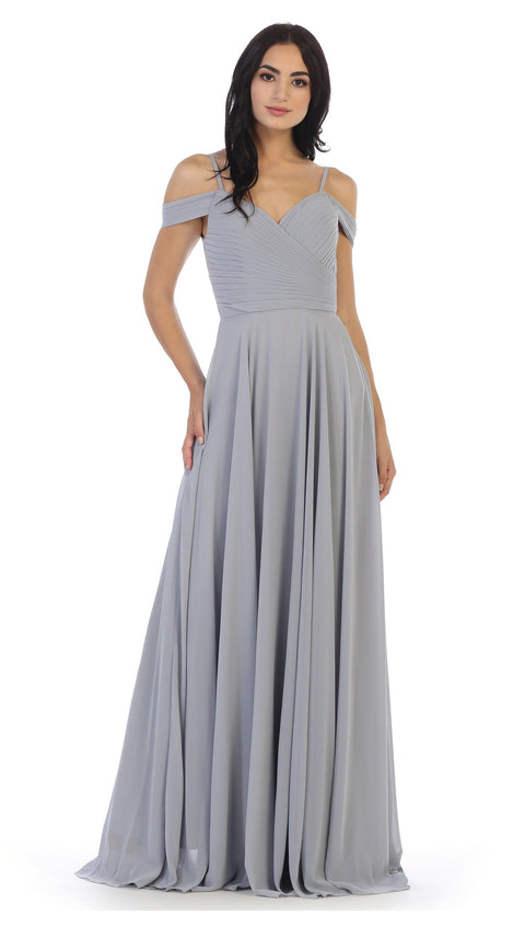 Pleated Bridesmaids Chiffon Long Dress