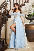 Adora 3083's Strapless Gown with Butterfly Applique and Slit