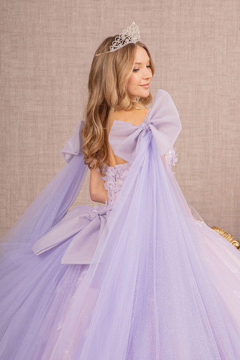 Elizabeth K GL3175's Ball Gown with Butterfly Ribbon Sleeves