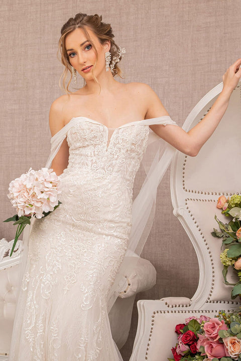 Gls by Gloria GL1935's Mermaid Wedding Gown with Cape by Elizabeth K – alternate view 3