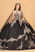 Glittery Cape Strapless Ball Gown by Elizabeth K GL3078