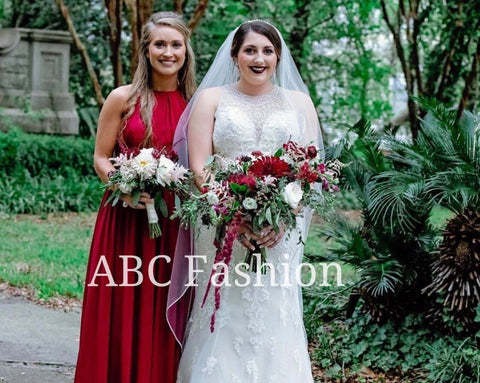 GL1524 by Elizabeth K: Mauve Chiffon Dress, High-Neck, Ruched Detail