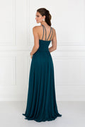 GL1524 by Elizabeth K: Mauve Chiffon Dress, High-Neck, Ruched Detail