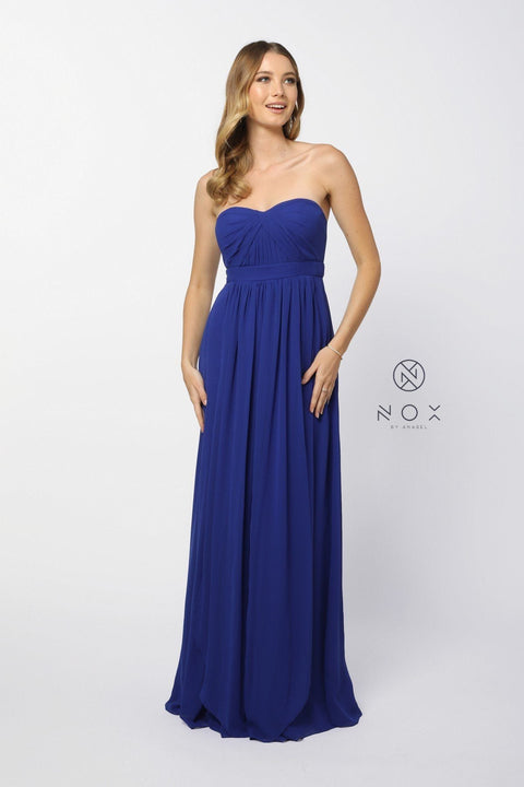 Long Chiffon Convertible Sweetheart Dress by Nox Anabel 7124