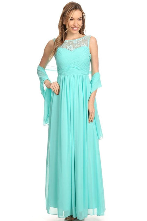 Long Sleeveless Chiffon Bridesmaid Dress