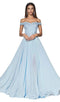Cinderella Divine 7258 - A-Line Flowy Chiffon Gown Lace Embellished