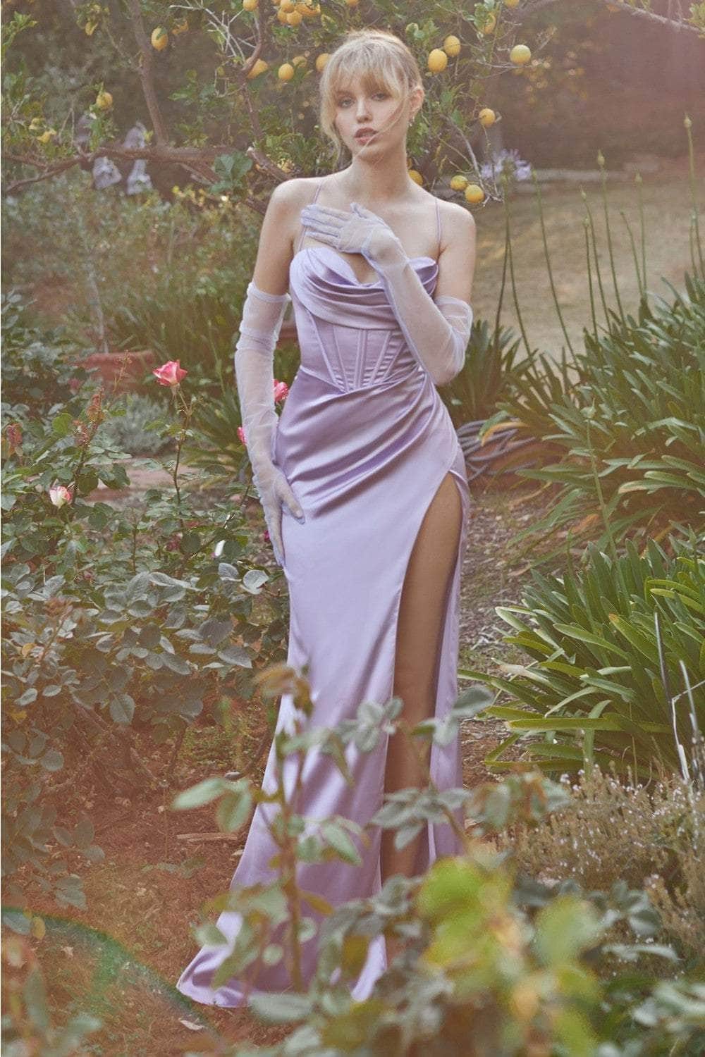 Enchanting Elegance: Cinderella Divine's Corset Boned Off-Shoulder Gown (CD0001)