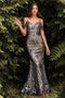 Cinderella Divine CB074 - Off-shoulder Gown with Glittery Florals