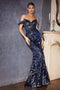 Cinderella Divine CB074 - Off-shoulder Gown with Glittery Florals