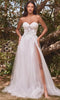 Cinderella Divine CB080W - Vestido de novia floral sin tirantes