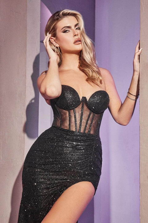 Cinderella Divine CB084 - Sheath Dress with Sheer Corset