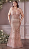 Cinderella Divine CB087C - Trumpet Gown with  Sheer Straps