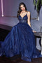 Cinderella Divine CD0154 - Tulle Dress with Plunging Beaded Appliqued