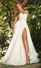 Cinderella Divine CD0166W - Bridal Sweetheart Dress with High Slit