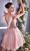 Cinderella Divine CD0174 - A-line Embellished Deep V Neck  Dress