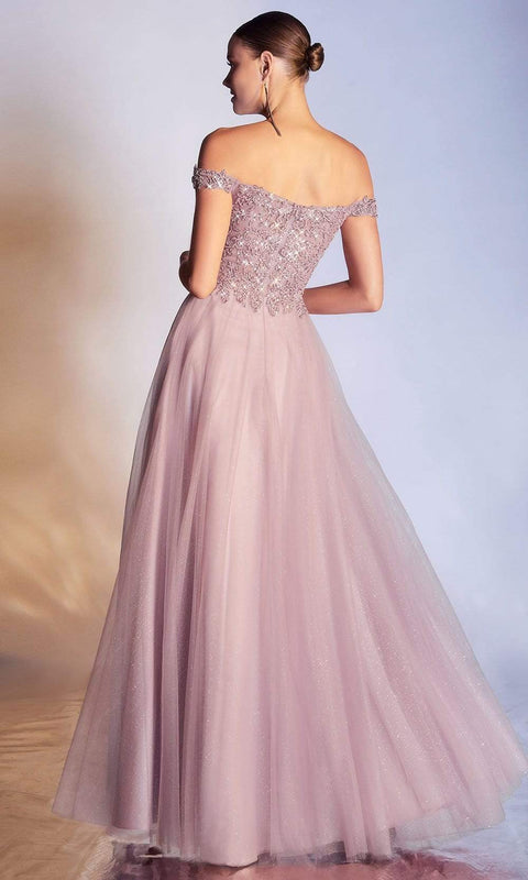 Cinderella Divine CD0177 - Tulle Gown with Metallic Lace Appliques and Glitter