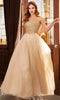 Cinderella Divine CD0177 - Tulle Gown with Metallic Lace Appliques and Glitter