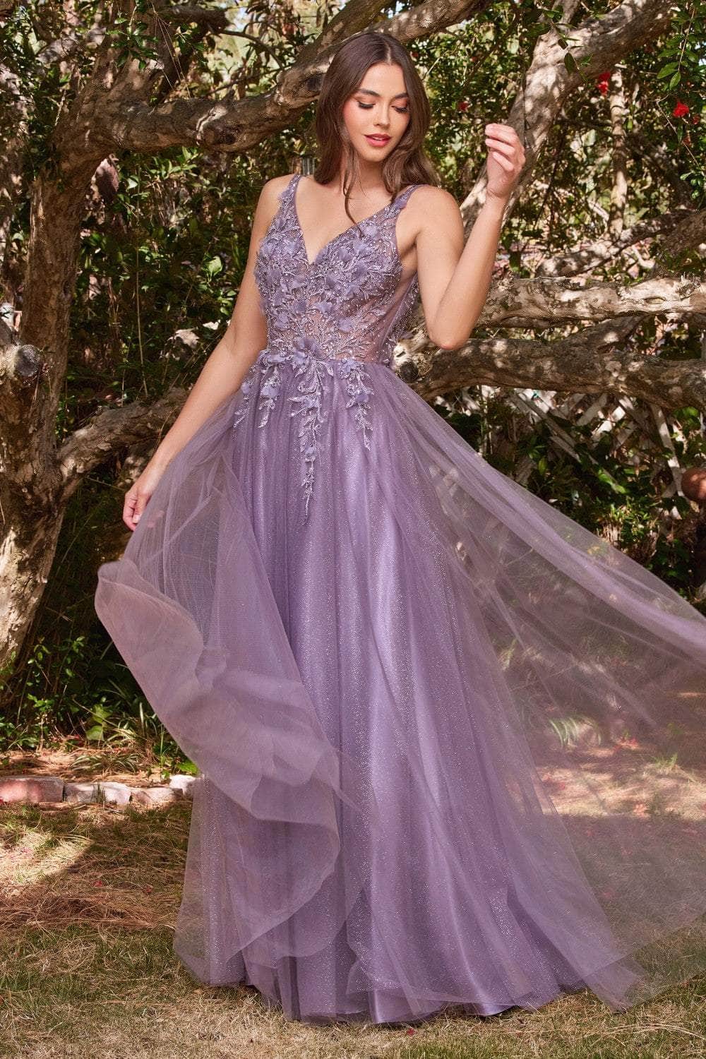 Cinderella Divine CD0181 - Prom Dress with Floral Applique sheerdreamz Cinderella Divine CD0181 - Prom Dress with Floral Applique sheerdreamz