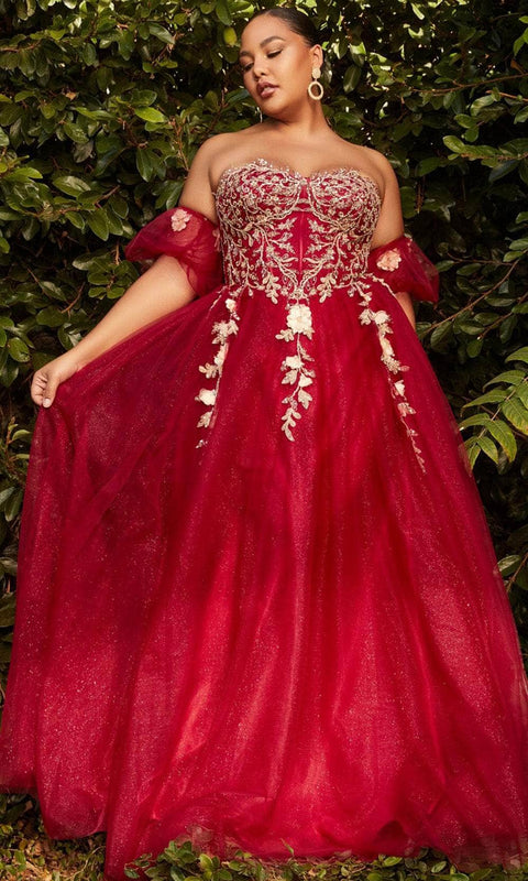 Cinderella Divine CD0191C - Corset Prom Dress with Glittery Print