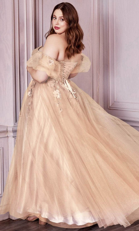 Cinderella Divine CD0191C - Corset Prom Dress with Glittery Print