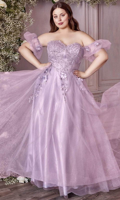 Cinderella Divine CD0191C - Corset Prom Dress with Glittery Print