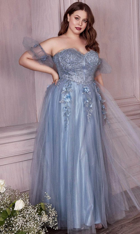 Cinderella Divine CD0191C - Corset Prom Dress with Glittery Print
