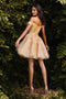 Cinderella Divine CD0194 - Short Prom Dress with Floral