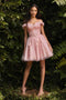 Cinderella Divine CD0194 - Short Prom Dress with Floral